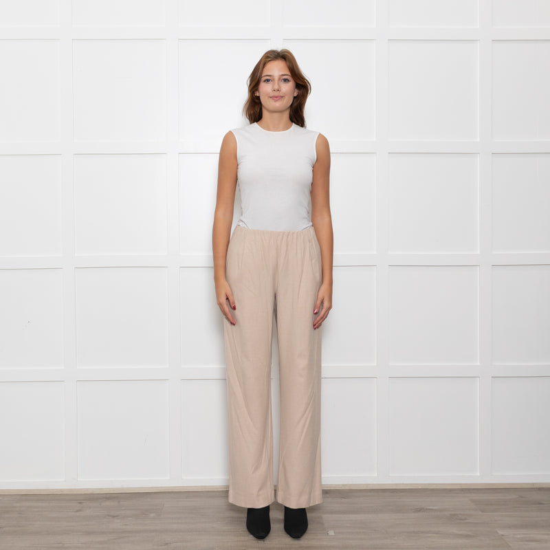 Vince Cream Wool Blend Wide Leg Trousers