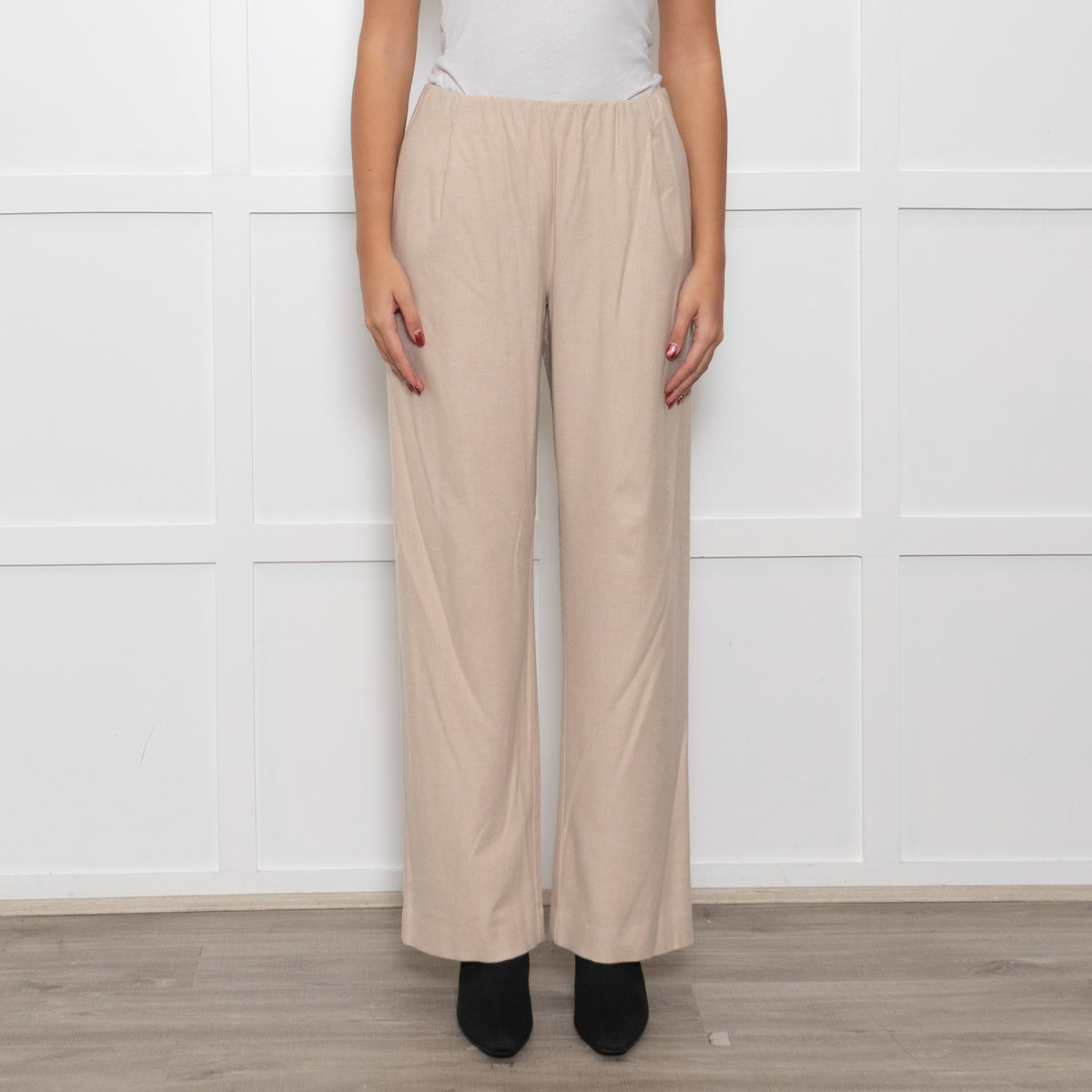 Vince Cream Wool Blend Wide Leg Trousers