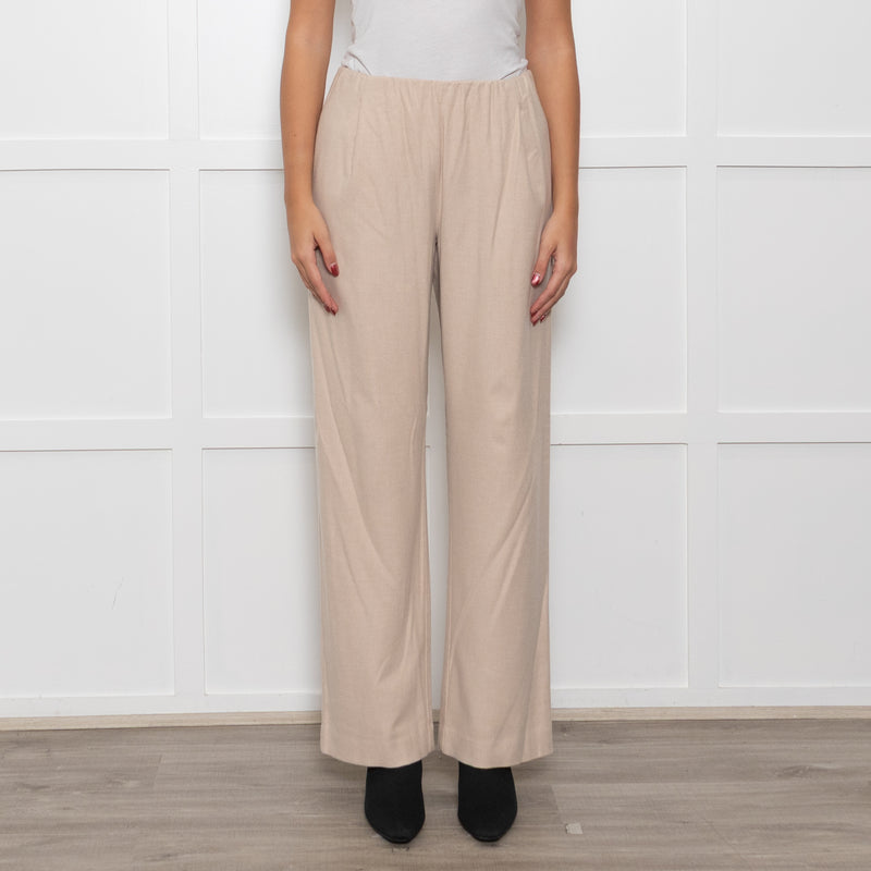 Vince Cream Wool Blend Wide Leg Trousers
