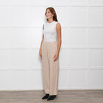 Vince Cream Wool Blend Wide Leg Trousers