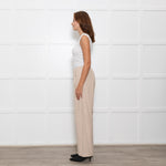 Vince Cream Wool Blend Wide Leg Trousers