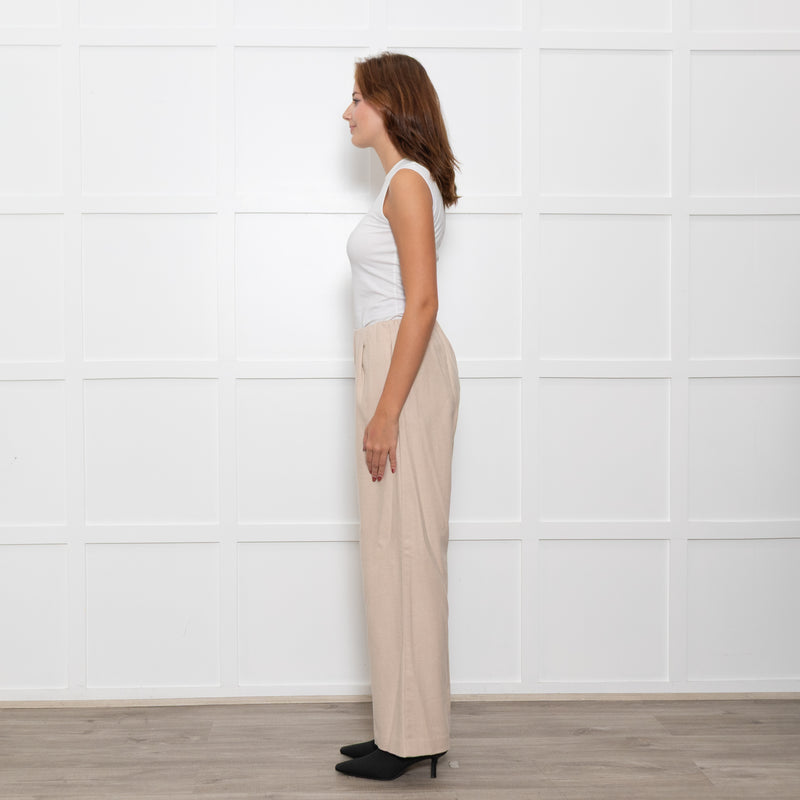 Vince Cream Wool Blend Wide Leg Trousers