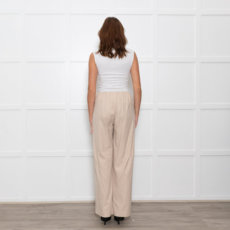 Vince Cream Wool Blend Wide Leg Trousers