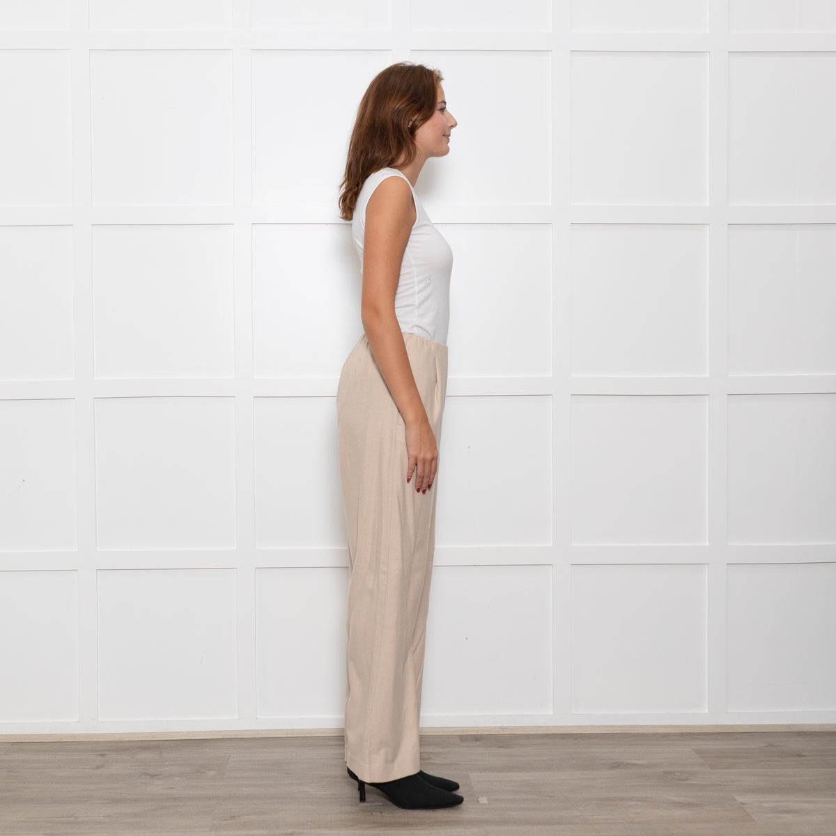 Vince Cream Wool Blend Wide Leg Trousers