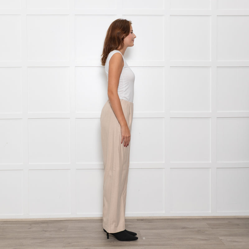 Vince Cream Wool Blend Wide Leg Trousers