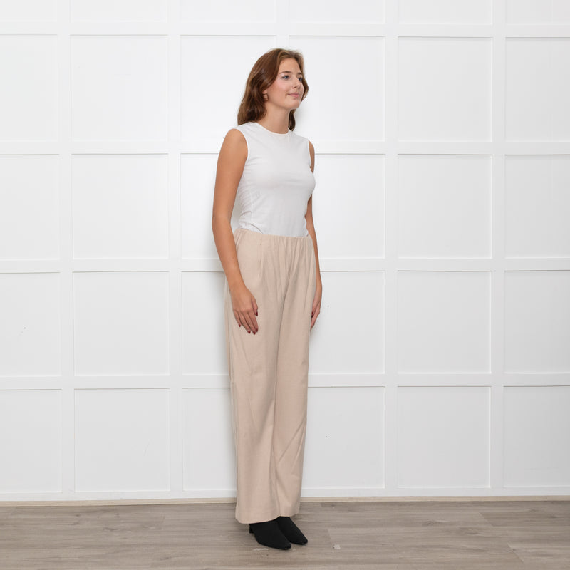 Vince Cream Wool Blend Wide Leg Trousers