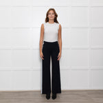 Me + Em Black Cream Blue Side Stripes Stretchy Trousers