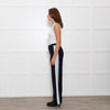Me + Em Black Cream Blue Side Stripes Stretchy Trousers