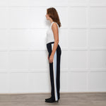 Me + Em Black Cream Blue Side Stripes Stretchy Trousers