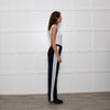 Me + Em Black Cream Blue Side Stripes Stretchy Trousers