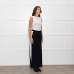Me + Em Black Cream Blue Side Stripes Stretchy Trousers
