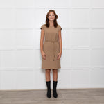 Dolce & Gabbana Camel Cap Sleeve Dress Leopard Lining