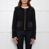 Me + Em Black Raw Edge Tweedy Zip Up Jacket
