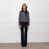 Chinti & Parker Navy Cream Striped Bow Neck Cashmere Blend Jumper