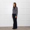 Chinti & Parker Navy Cream Striped Bow Neck Cashmere Blend Jumper
