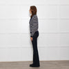 Chinti & Parker Navy Cream Striped Bow Neck Cashmere Blend Jumper