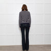 Chinti & Parker Navy Cream Striped Bow Neck Cashmere Blend Jumper