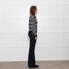 Chinti & Parker Navy Cream Striped Bow Neck Cashmere Blend Jumper