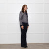 Chinti & Parker Navy Cream Striped Bow Neck Cashmere Blend Jumper