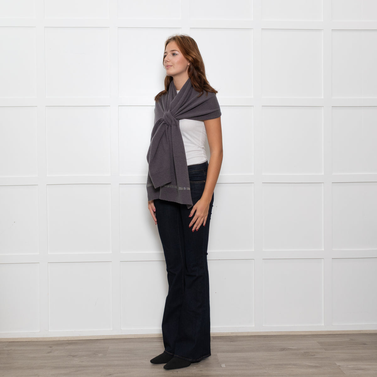 Fabiana Filippi Grey Merino Wool Blend Scarf
