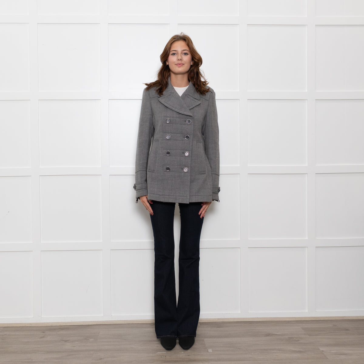 Burberry Brit Grey Wool Blend Double Breasted Jacket