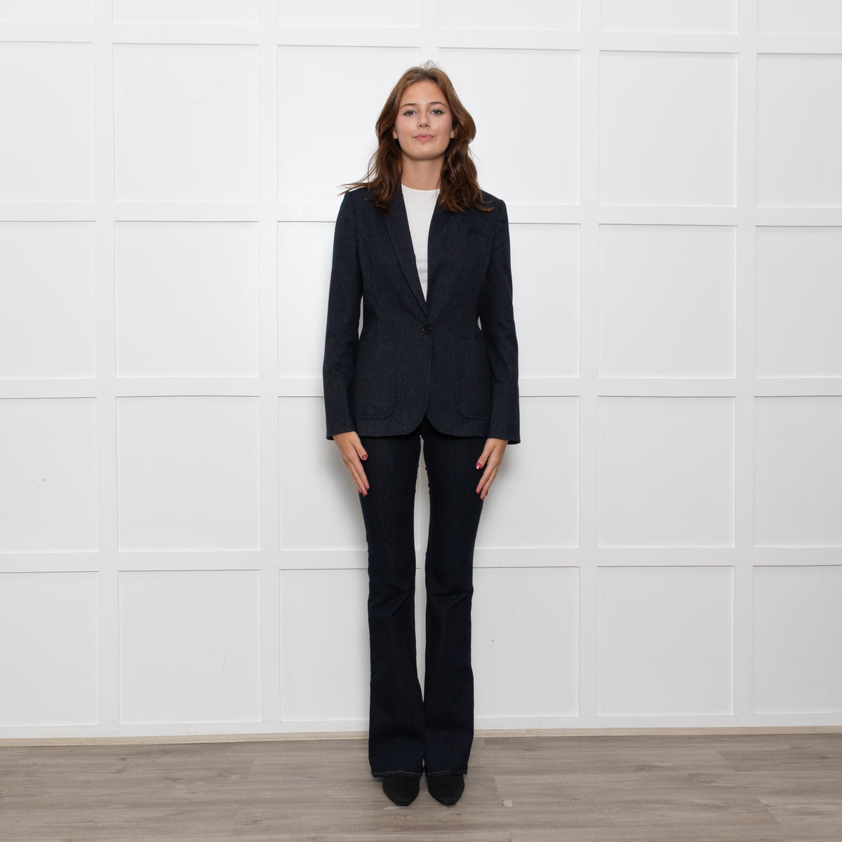 Me + Em Navy White Pin Stripes Blazer Jacket