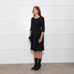Moloh Midnight Blue Boucle Knit Dress with Grosgrain Ribbon Trims