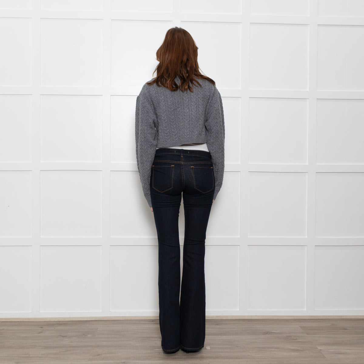 LoveShackFancy Grey Cable Knit Cropped Jumper