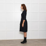 Moloh Midnight Blue Boucle Knit Dress with Grosgrain Ribbon Trims