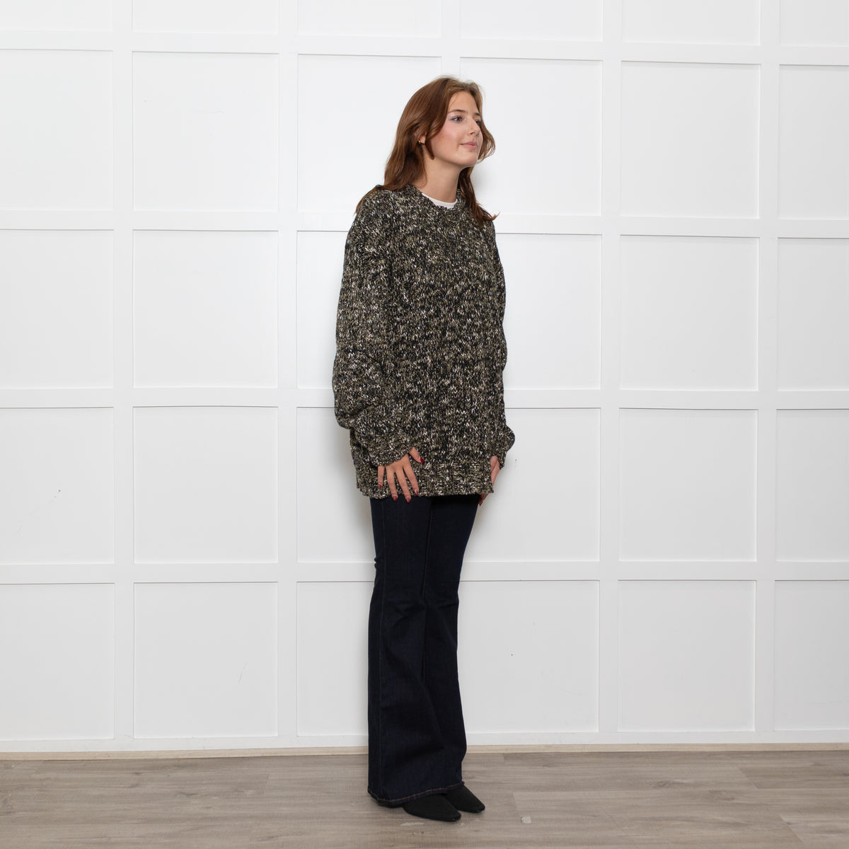 Raey Black Green White Wool Blend Oversized Sweater