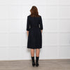 Moloh Midnight Blue Boucle Knit Dress with Grosgrain Ribbon Trims