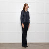 Tory Burch Blue Leather Quilted Trim Zip Up Jacket