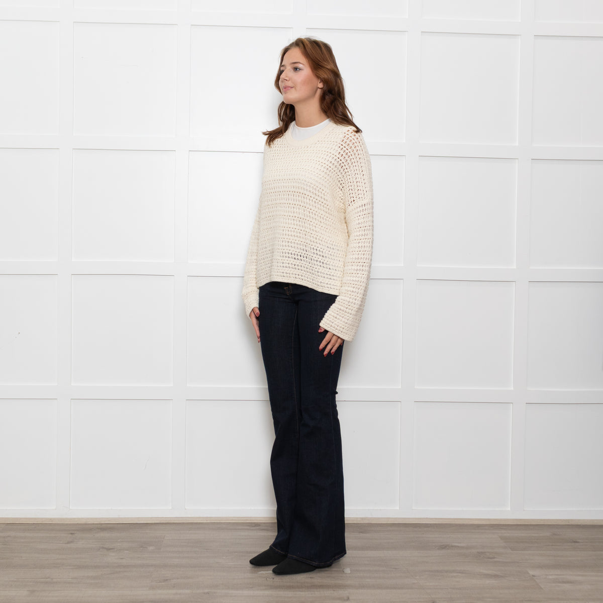 Me + Em Cream Crochet Sweater