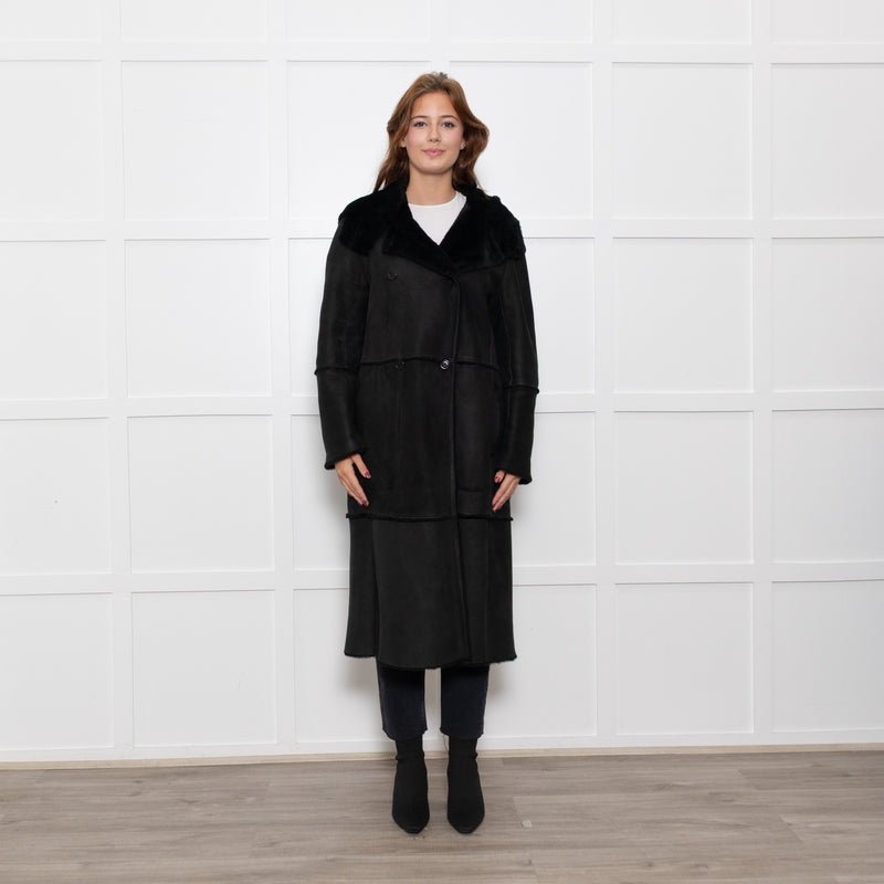 Max Mara Black Shearling Long Coat