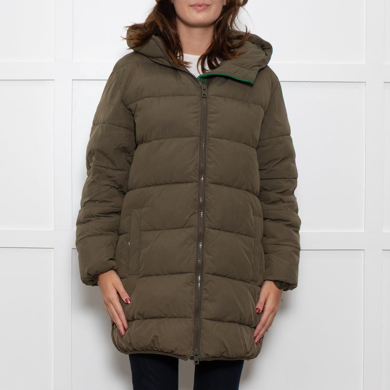 Zadig & Voltaire Green Oversized Puffer Hooded Coat