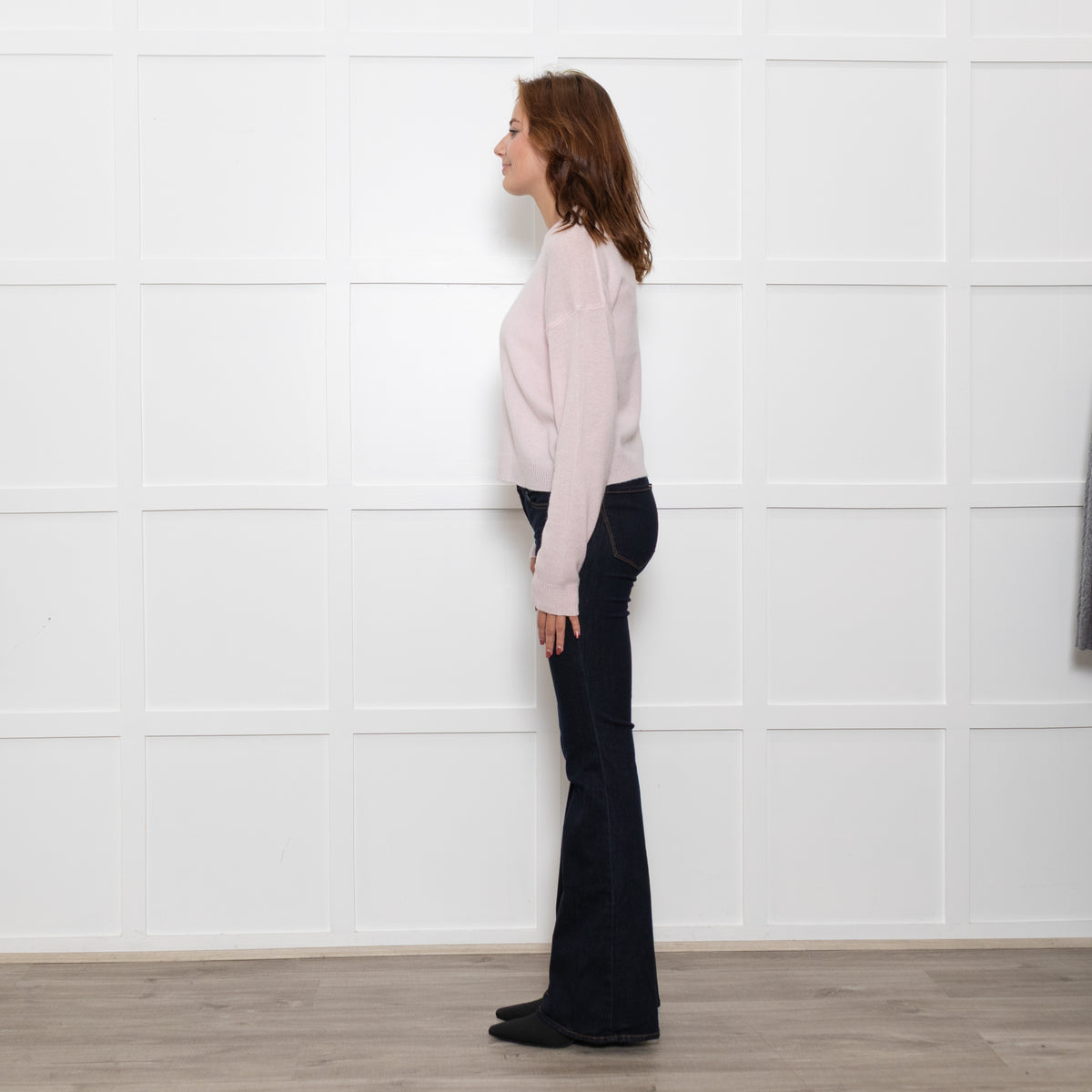 Allude Pale Pink Cashmere Blend Cropped Sweater