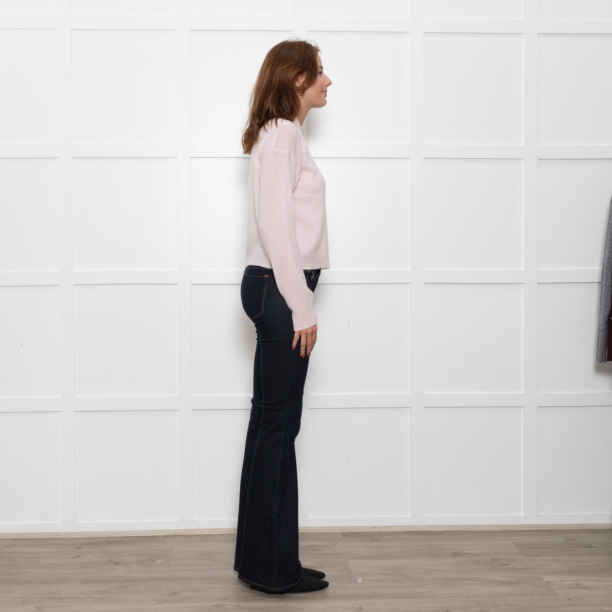 Allude Pale Pink Cashmere Blend Cropped Sweater