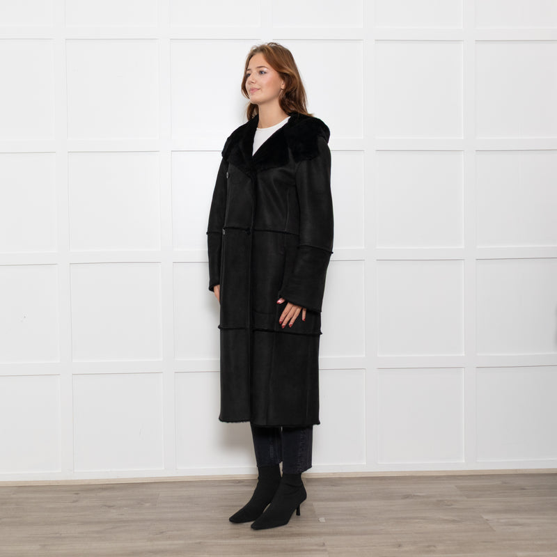 Max Mara Black Shearling Long Coat
