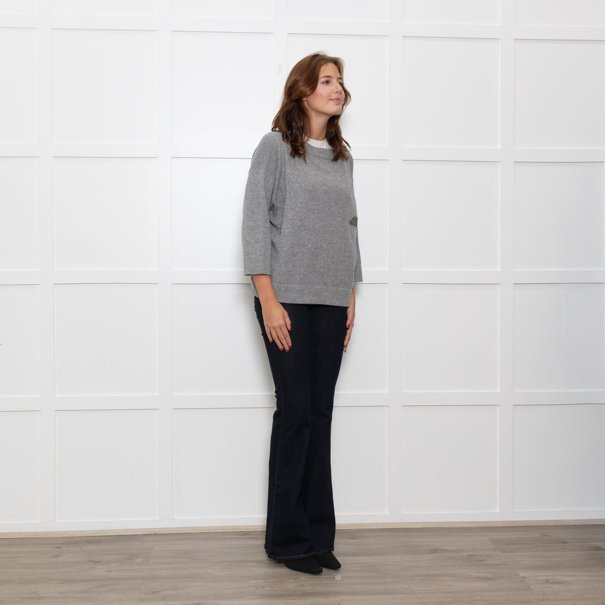 Fabiana Filippi Grey Wool Oversized Pocket Detail Sweater