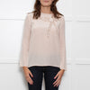 Miu Miu Pale Peach Silk Lace Detail Blouse