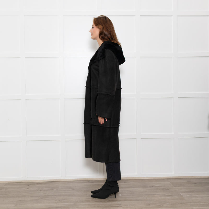 Max Mara Black Shearling Long Coat