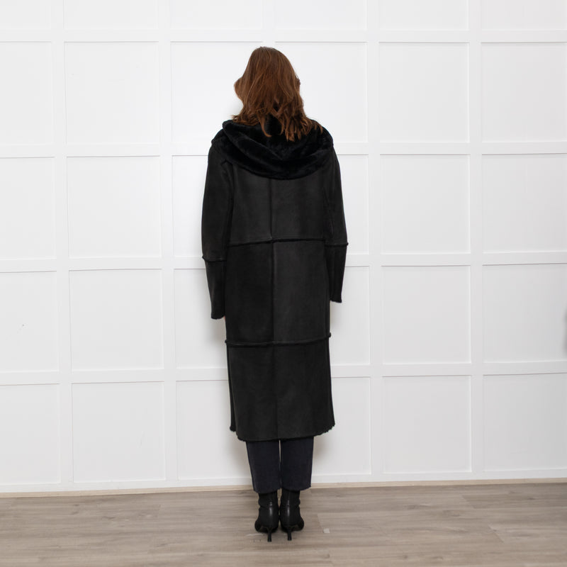 Max Mara Black Shearling Long Coat