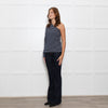 The Frankie Shop Navy White Striped One Shoulder Top