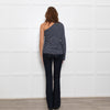The Frankie Shop Navy White Striped One Shoulder Top