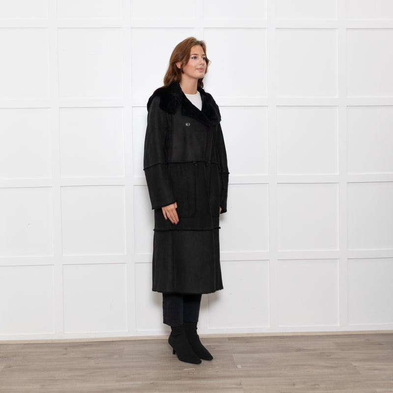 Max Mara Black Shearling Long Coat