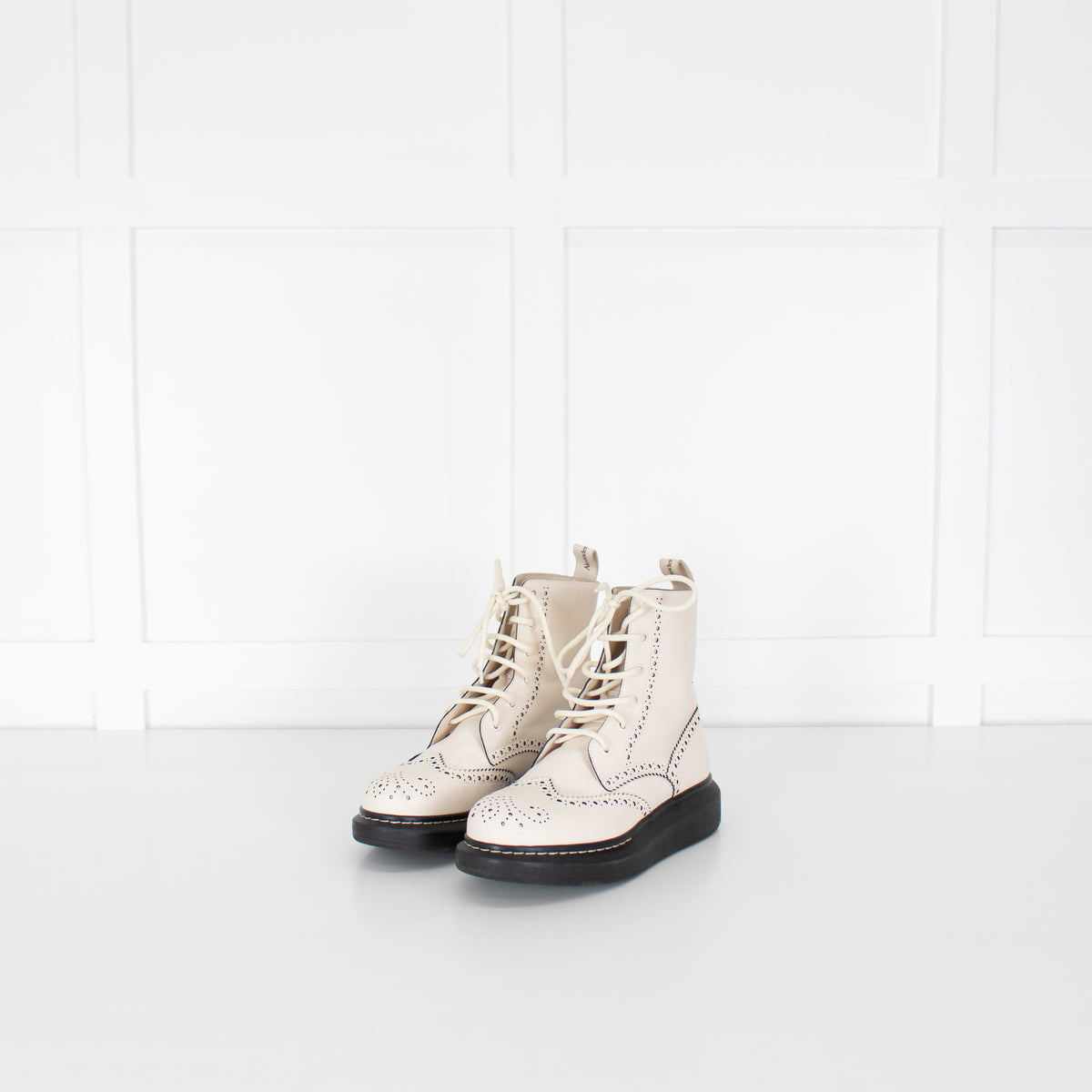Alexander McQueen Cream Ankle Boots
