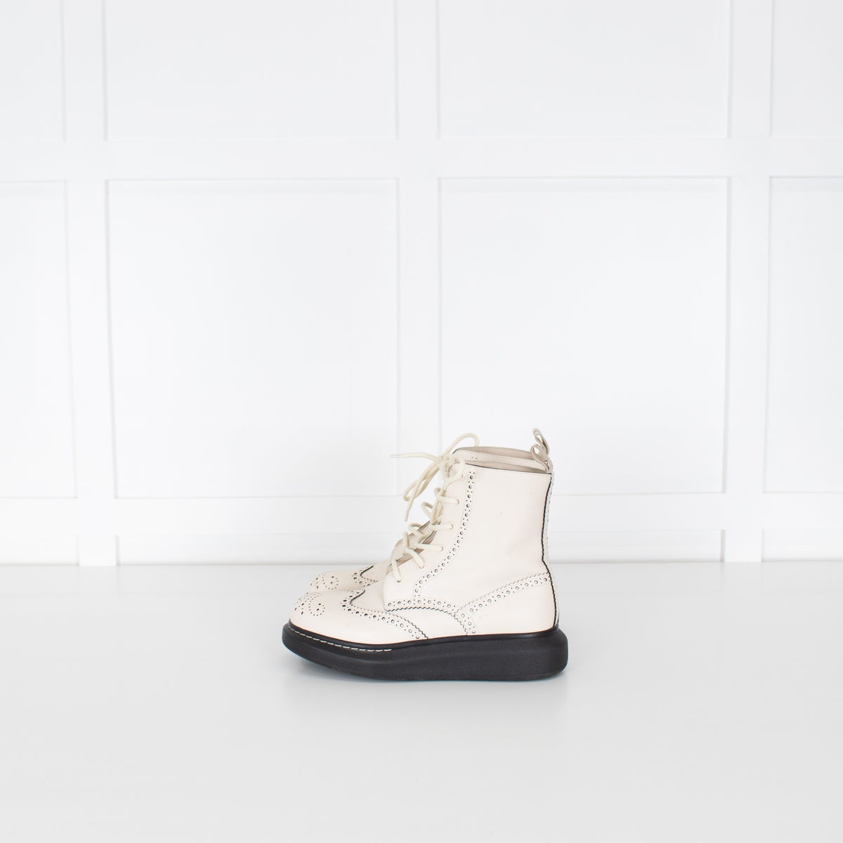 Alexander McQueen Cream Ankle Boots