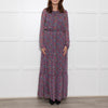 Ridley Multi Flower Pattern Silk Elasticated Waist Full Length Dress