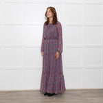 Ridley Multi Flower Pattern Silk Elasticated Waist Full Length Dress