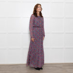 Ridley Multi Flower Pattern Silk Elasticated Waist Full Length Dress